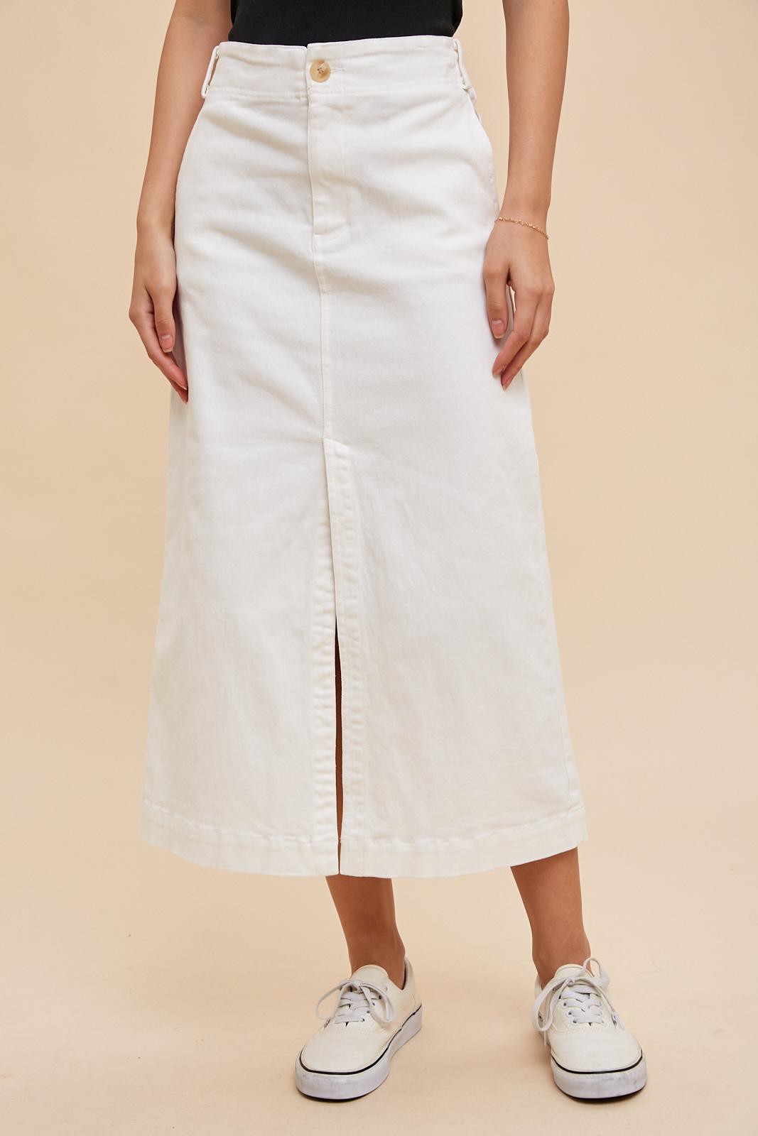 White Twill Pencil Skirt