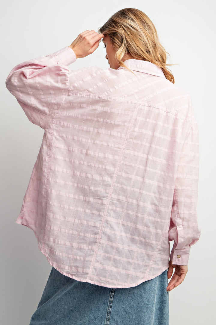 TEXTURED VOILE BUTTON DOWN SHIRT