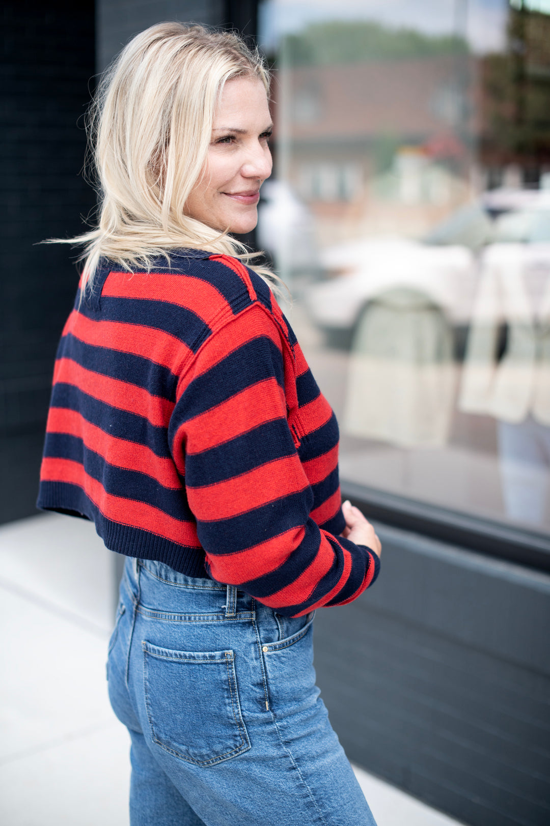 we the free into the blue pullover/red combo