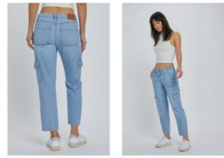 Tracey Hidden Light Wash super Soft Cropped Cargo Straight Jean