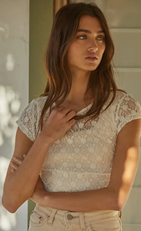 Cream Love Letter Lace Top