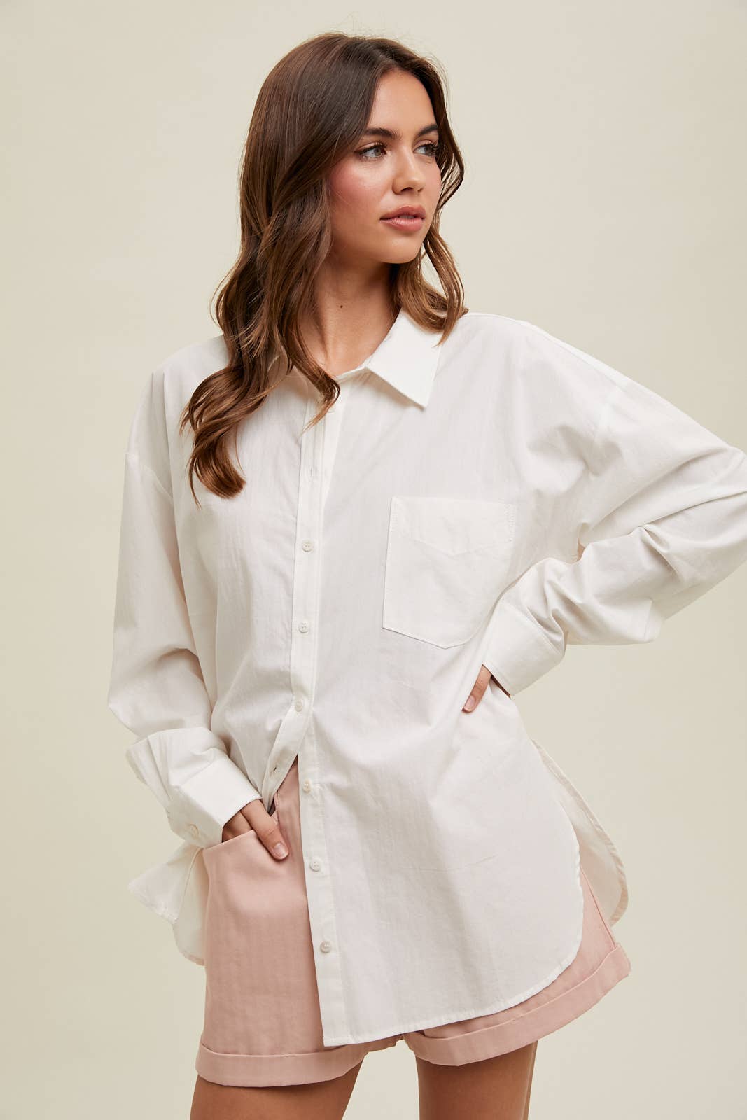 OVERSIZE BUTTON-UP SHIRT WITH POCKET