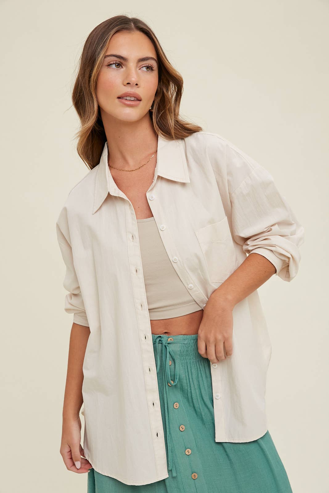 OVERSIZE BUTTON-UP SHIRT WITH POCKET