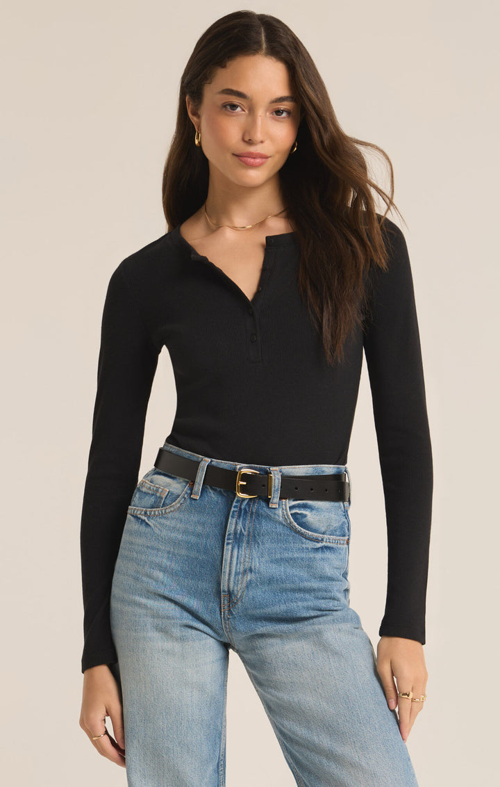 SAMARA RIB HENLEY BODYSUIT