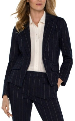 notch collar one button blazer